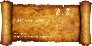 Müncz Kál névjegykártya